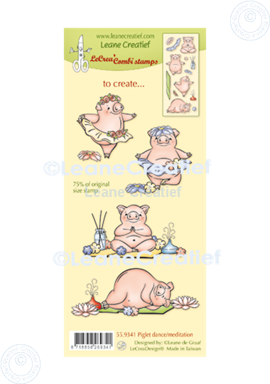 Picture of LeCreaDesign® combi clear stamp Piglet dance-meditation