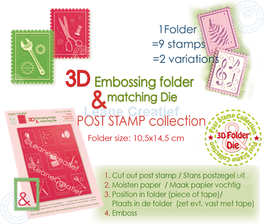 Picture of 3D embosing folder & cutting dies, Post stamps 3x4cm Hobby, 9 designs