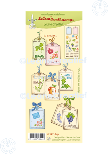 Image sur LeCreaDesign® tampon clair à combiner Étiquettes, 9 différents, 3x4 cm