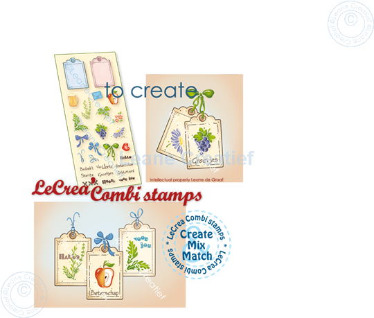 Image sur LeCreaDesign® tampon clair à combiner Étiquettes, 9 différents, 3x4 cm