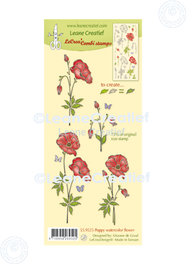 Afbeelding van LeCreaDesign® combi clear stamp Klaproos aquarel bloemen