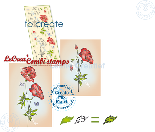 Afbeelding van LeCreaDesign® combi clear stamp Klaproos aquarel bloemen
